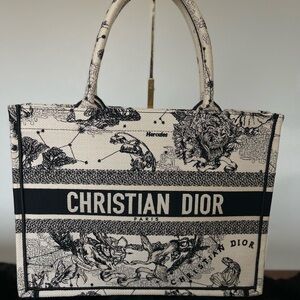 SOLD‼️Dior Black and Cream Floral Animal Print Tote